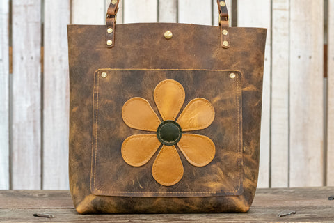 The Flower Power Leather Tote Bag | LIMITED RUN | Handmade Purse