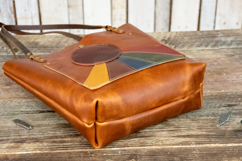 The Sunburst Small Classic Tote | LIMITED RUN | Handmade Leather Purse | Bourbon