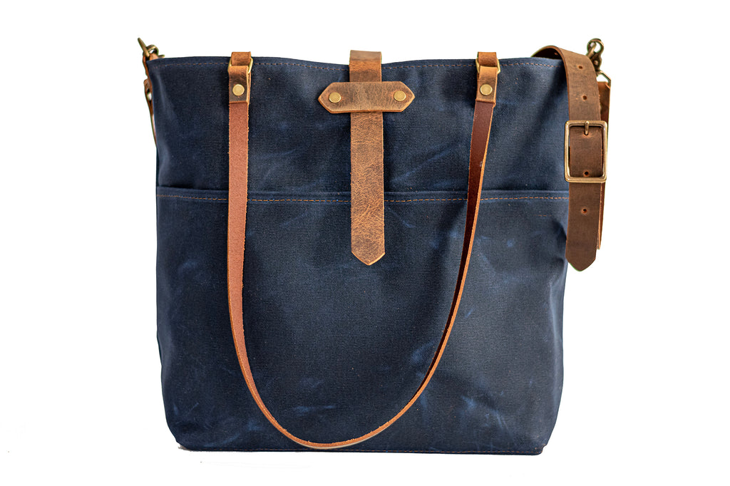 Handmade Waxed Canvas Deluxe Market Tote | Large | Crossbody + Shoulder