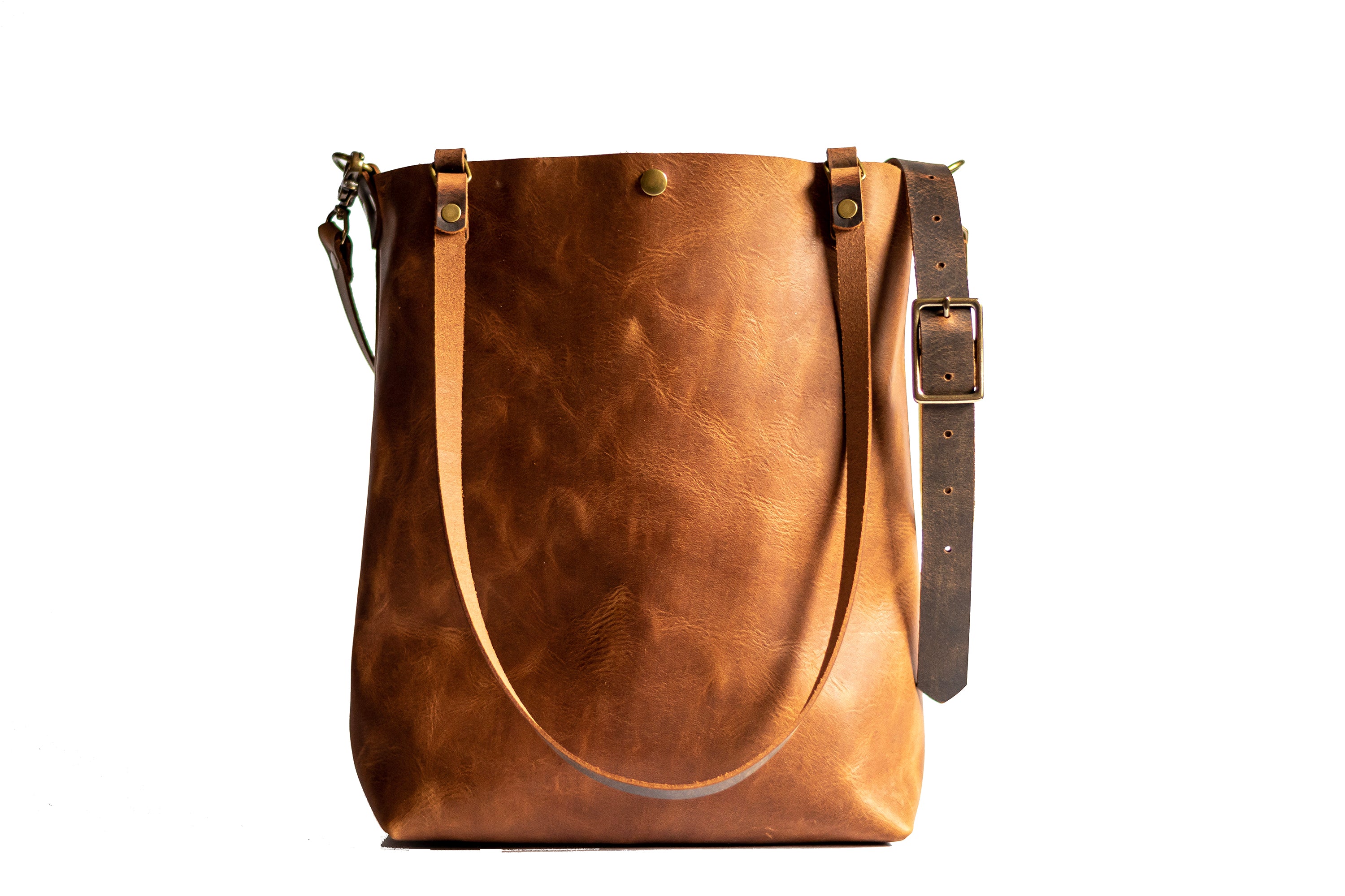 Zip-Top Medium Tote - Handmade Leather Tote Bag