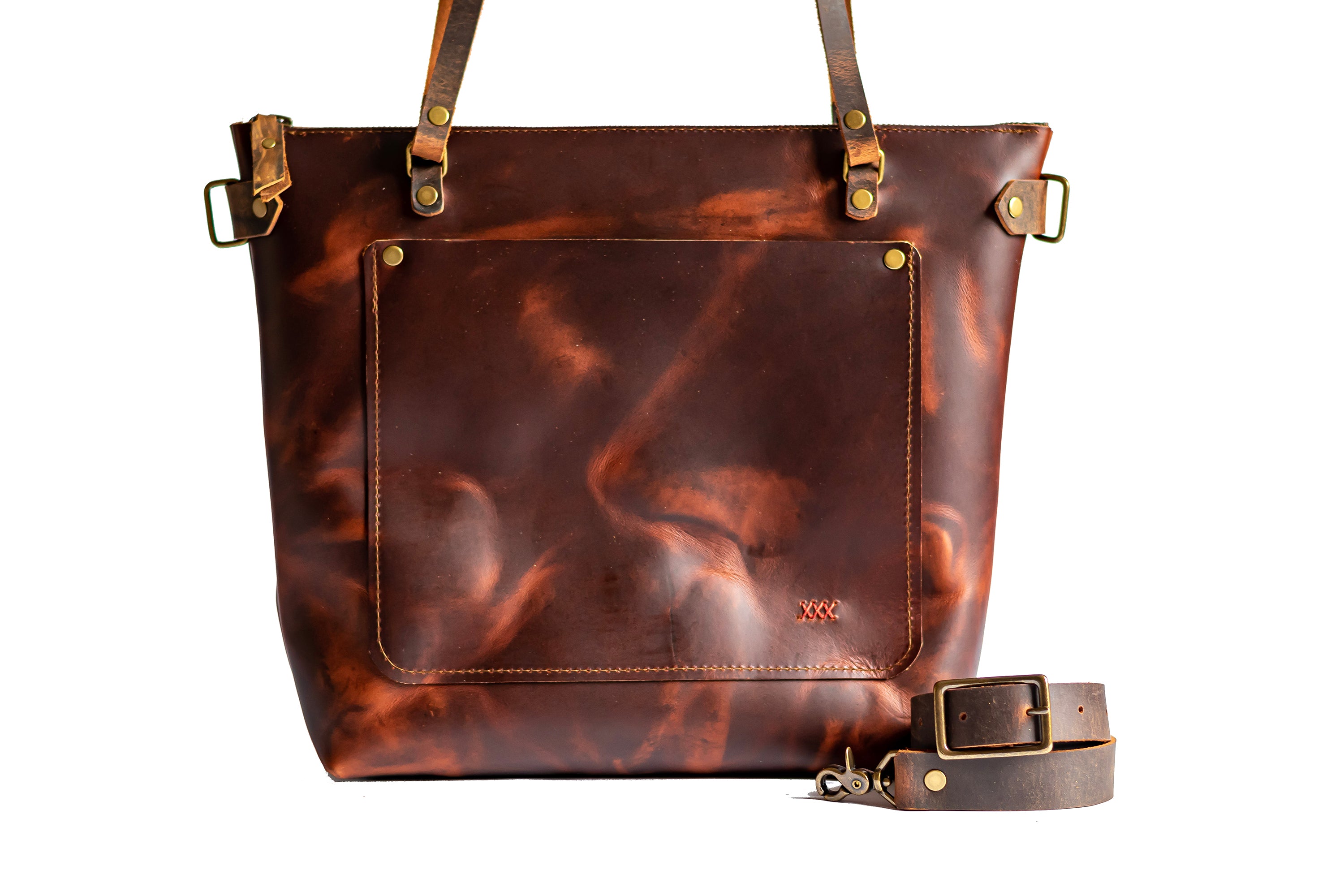 Leather totes sales with zipper closure