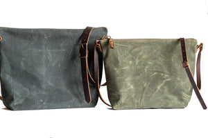 Handmade Waxed Canvas Convertible Backpack Tote Crossbody (Small