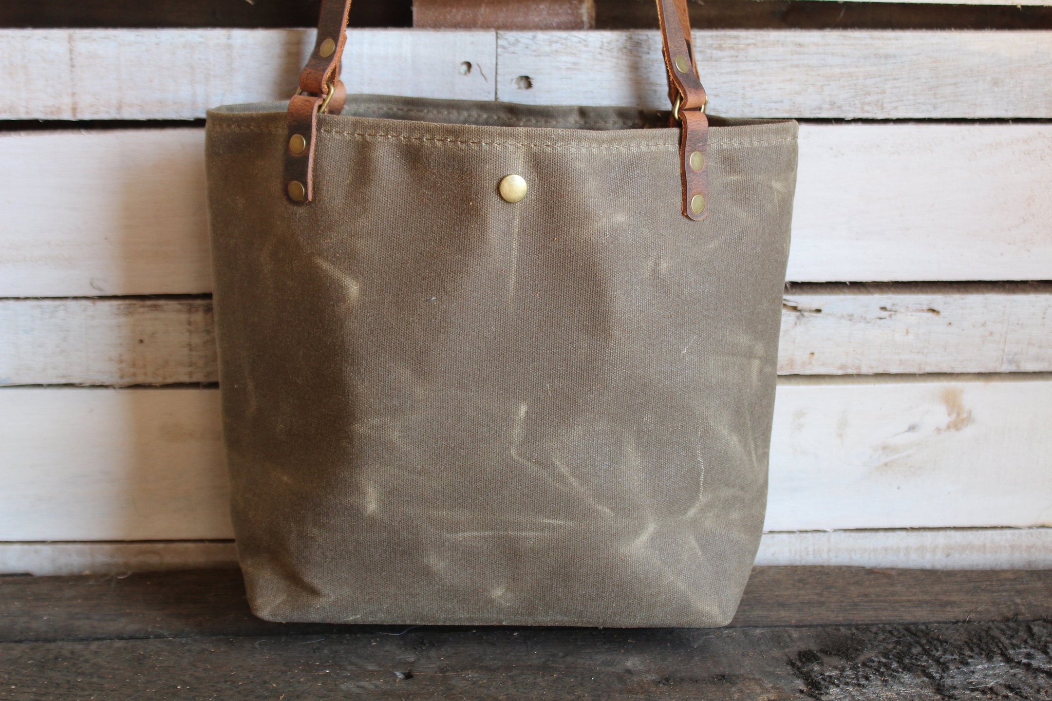 Handmade Waxed Canvas Tote Bag | Lined | Small