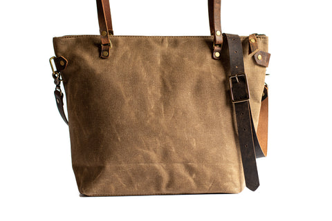 Handmade Waxed Canvas Lined Zipper Tote, Small