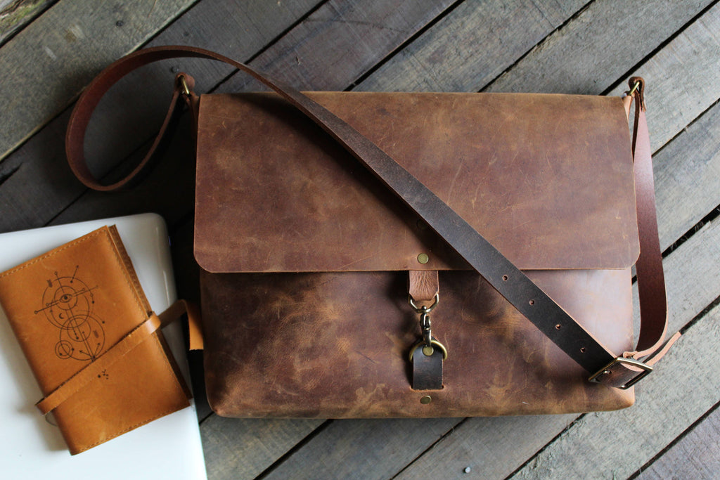 The Montana Leather Messenger Bag | Leather Laptop Bag | Leather Computer Bag | Made in USA