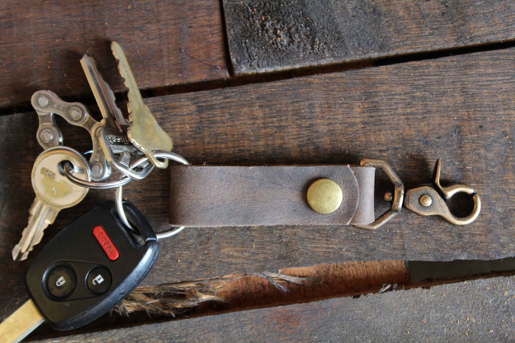Handmade Leather Key FOB | Keychain – In Blue Handmade