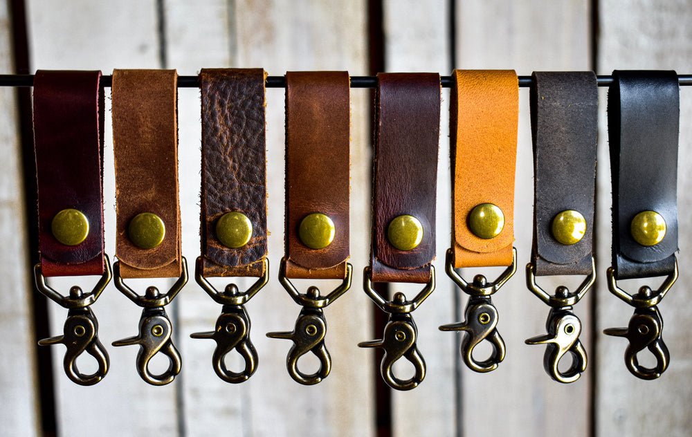 Handmade Leather Key FOB | Keychain – In Blue Handmade