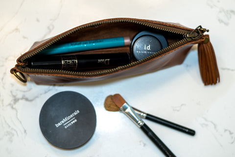 Curved Leather Pencil Pouch, Makeup and Cosmetics