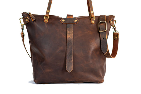 The Large Minimalist Leather Tote Bag | Leather Bag | Leather Purse Crossbody | Made in USA