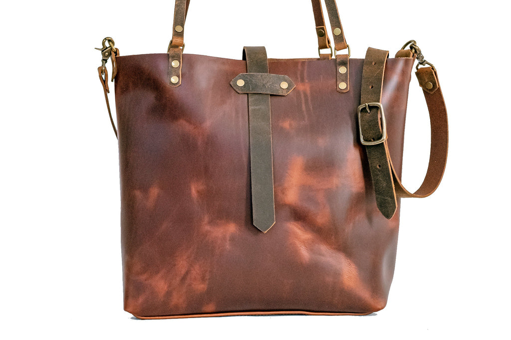 The Large Minimalist Leather Tote Bag | Leather Bag | Leather Purse Crossbody | Made in USA