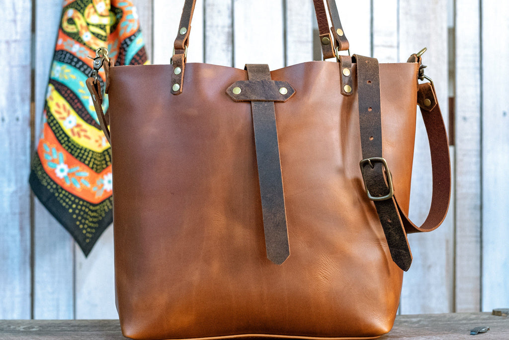 The Large Minimalist Leather Tote Bag | Leather Bag | Leather Purse Crossbody | Made in USA