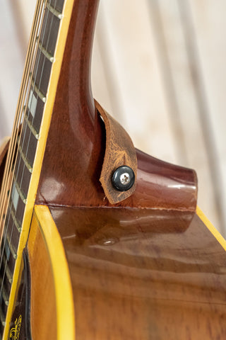 Personalized Leather Guitar Strap |  Handmade Banjo Strap  | Made in USA | Moth