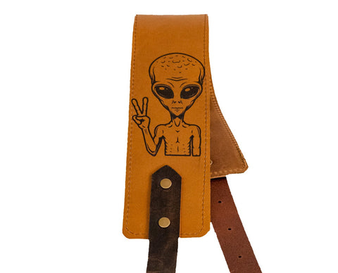 Personalized Leather Guitar Strap |  Handmade Banjo Strap  | Made in USA | Alien