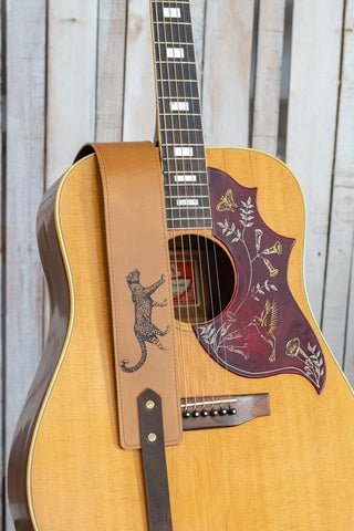 Personalized Leather Guitar Strap |  Handmade Banjo Strap  | Made in USA | Cheetah Leopard