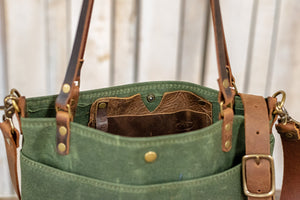 The Waxed Canvas Sunrise Tote | Leather tote | Made in USA | small