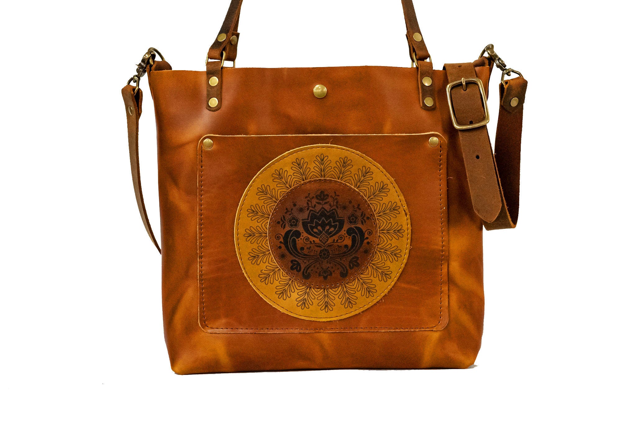 The Folk Art Classic Leather Tote Bag | LIMITED RUN | Crossbody Bag | Made in USA