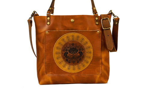 The Classic Leather Tote Bag | Leather Purse | Crossbody Bag | Made in USA | Folk Art Limited Edition Classic Leather Purse