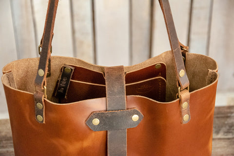 The Slip Thru Tote |  Handmade Leather Tote Bag | Leather Crossbody Bag |  Leather Purse