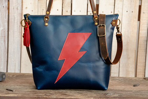 Limited Edition | Holiday 2022 | The Stardust Bolt Tote | Leather Tote Bag | Made in USA | Zipper Purse