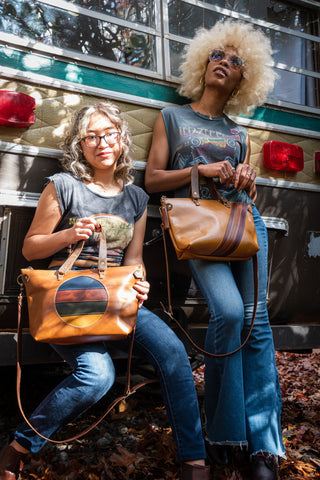 Handmade Leather Purse | Leather Tote Bag | The California Sun 70's Bowler Bag