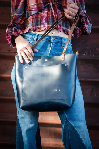 The Holiday 2022 Classic Leather Tote Bag | Leather Purse | Crossbody Bag | Made in USA | Three Sizes