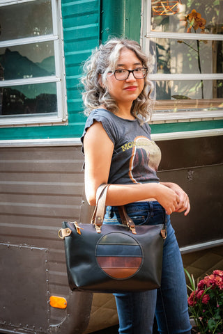 Handmade Leather Purse | Leather Tote Bag | The California Sun 70's Bowler Bag