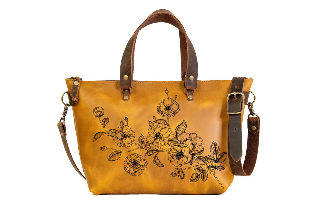 Handmade Leather Bowler Bag Printed Leather Bag Crossbody Zipper L In Blue Handmade
