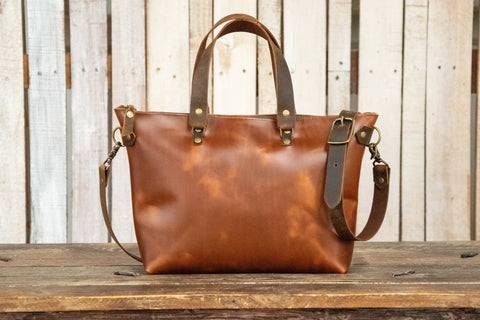 Handmade Leather Bowler Bag |  Printed Leather Bag |  Crossbody Zipper Leather Purse | In Blue Handmade