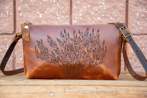 Small Leather Zipper Bag | Handmade Leather Purse |  Handmade Handbag | Crossbody Satchel | Made in USA | Laser Image | Custom | Series 3