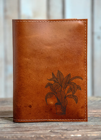 Handmade Leather Journal | Personalized Leather Notebook | Sketchbook | Gift | In Blue Handmade | Plant and Botanical | Series 1
